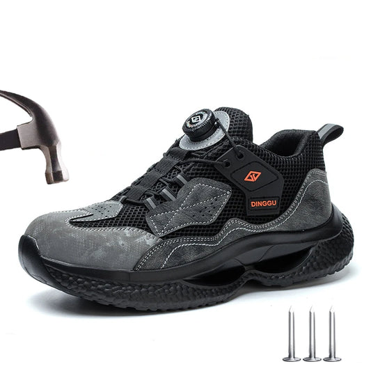 Rotary Buckle Work Sneakers Protective Shoes Safety Industrial Puncture-Proof Anti-smash Steel Toe Shoes
