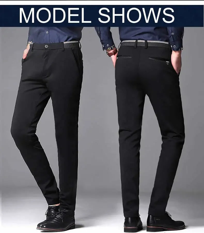 Black Suit Pants for Men Spring and Autumn Stretchy and Non-Ironing Office Trousers Slim Fit Formal Pants for Men Dress Pants