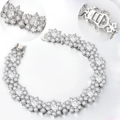 Full Moissanite Jewelry Set 925 Sterling Silver Sunflower Necklace Bracelet Earring Sets For Women Fine Jewelry GRA Tested