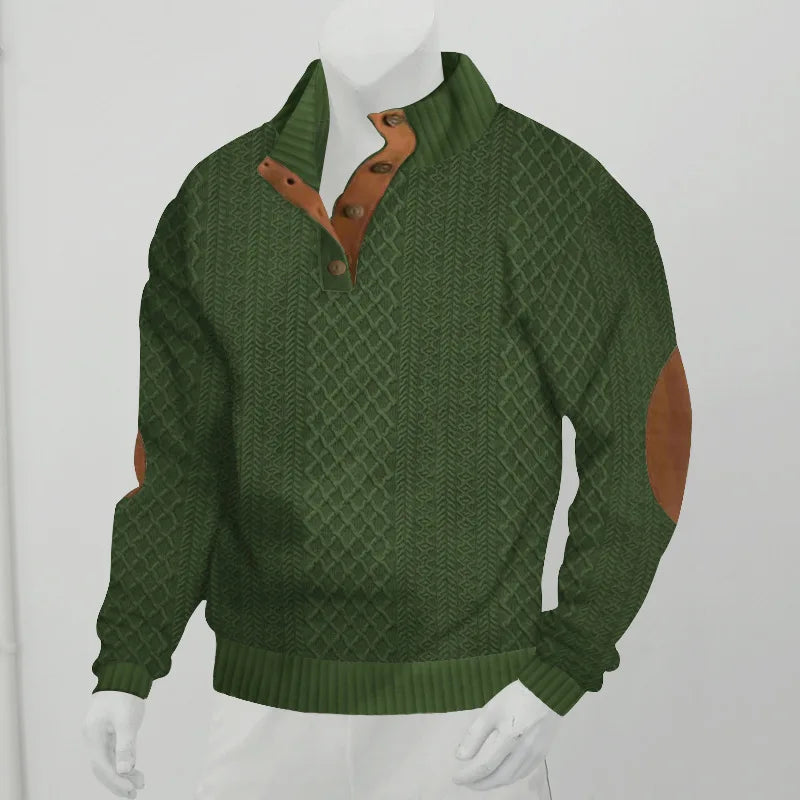 2026 cross-border hot-selling autumn and winter men's casual stand-up collar long-sleeved jacquard knitted pullover sweater
