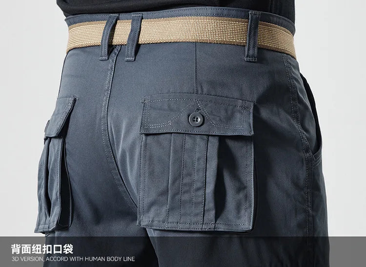 Autumn Work Pants Men Multi-pockets Cargo Trousers Casual Wear-resistant Workwear Spring Straight Pant Outdoor Hiking Trousers