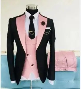 New Costume Slim Fit Men Suit Slim Fit Business Suits Groom Black Tuxedos For Formal Wedding Suit Jacket Pant Vest 3 Pieces
