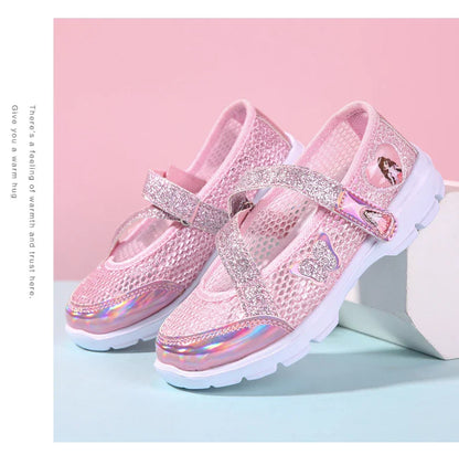 Summer Brand Non-slip Beach Shoes Children Sandals Girls Casual Shoes Kids Flowers Princess Flat Shoes Size 26-36