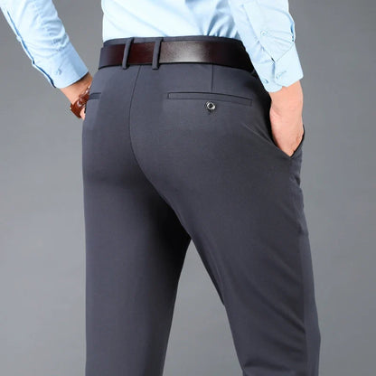 Men's Business Casual Pants Spring Summer Elastic Trousers Office Suit Pants Quick Dry Formal Pants Breathable Comfortable