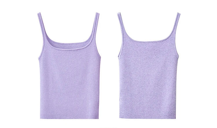 Women's Tank 2026 Summer New Solid Color Slim Fit Short Cami Square U-Neck Crop Sleeveless Layering Vest For Women 12622083