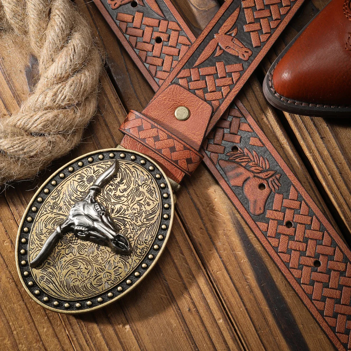 Vintage Meets Fashion! PU Alloy Buckle Belt, Suitable for Both Men and Women, to Create a Personalized Western Style
