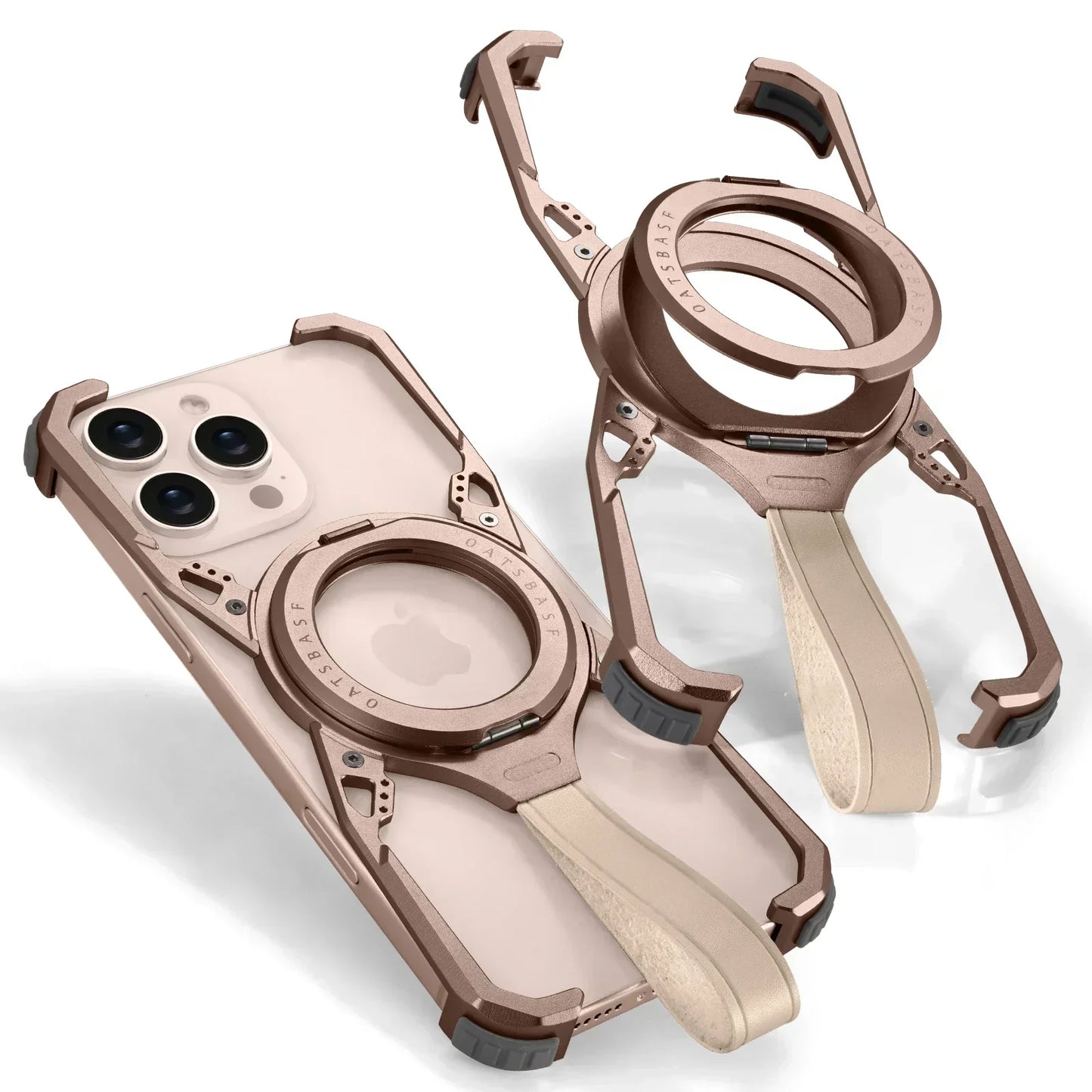 Frameless Phone Case for iPhone 16 Pro Max for MagSafe 360°Rotatable Kickstand with Lanyard Wireless Charging 16 Pro Cover