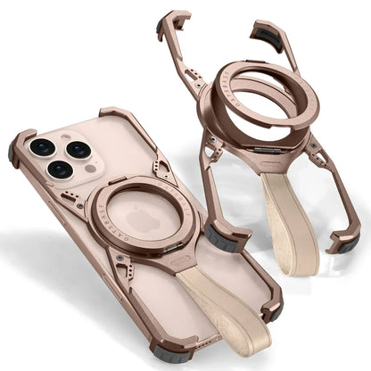 Frameless Phone Case for iPhone 16 Pro Max for MagSafe 360°Rotatable Kickstand with Lanyard Wireless Charging 16 Pro Cover
