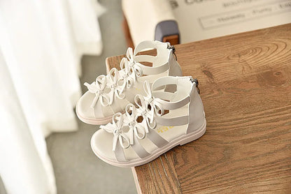 Gladiator Children Sandals for Girls 2025 Breathable Summer Girl Roman Shoes Boots Black Pink Beige Party Student Sandal I06095