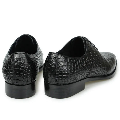 Top Grade Mens Genuine Leather Shoes Dress Party Shoes Men's Fashion Alligator Printing Luxury Zapatos De Hombre Genuine Leather