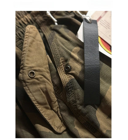 Mens American Camo Tactical Cargo Pants Outdoor Hiking High Quality Relaxed Fit Straight Leg 100% Cotton Casual Trendy Trousers