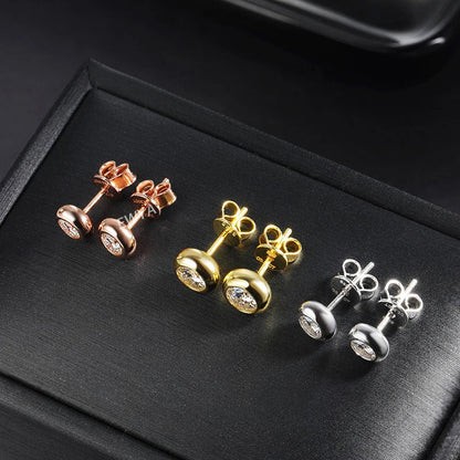 Bezel Set Oval Cut 0.5CT 1CT Moissanite Stud Earrings for Women s925 Silver Plated 18k Lab Diamond Round Bubble Ear Jewelry