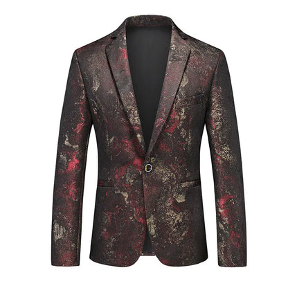 2026 New Men's Red Single-breasted V-neck Blazer Coat, Asian Fit Wedding Party Dress Jacket M-6XL New Arrivals