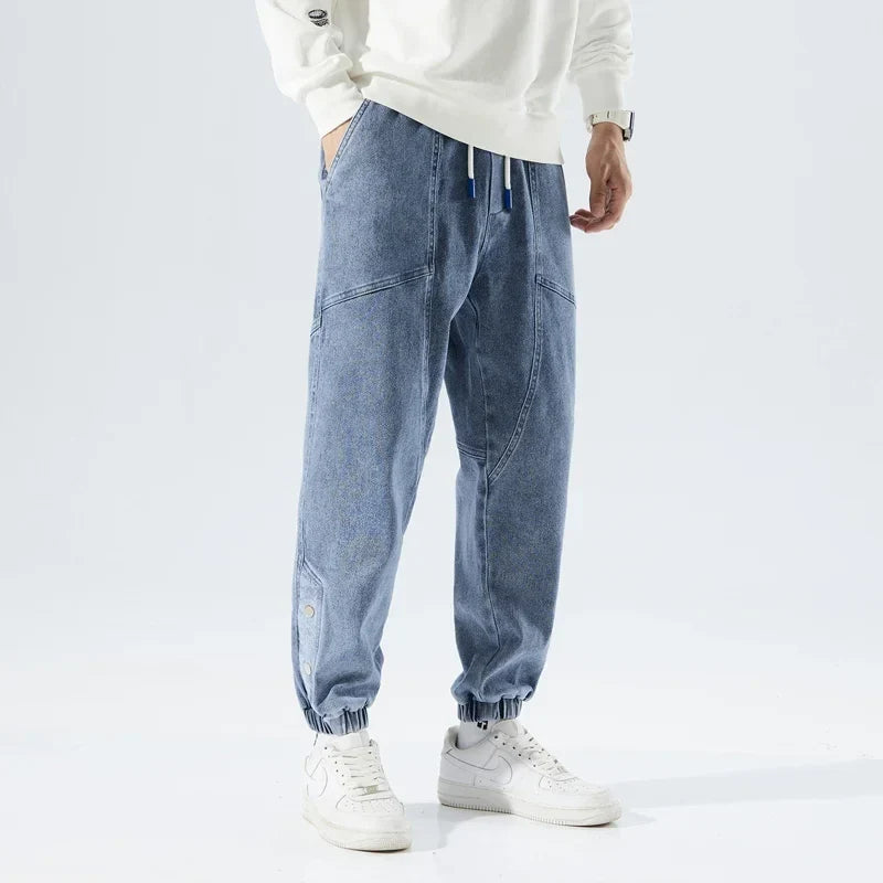 Korean Popular Clothes Jeans Casual Men Loose Fit Stretch Spandex Denim Jogger Pant Male Hip Hop Streetwear Trouser Big Size 8XL