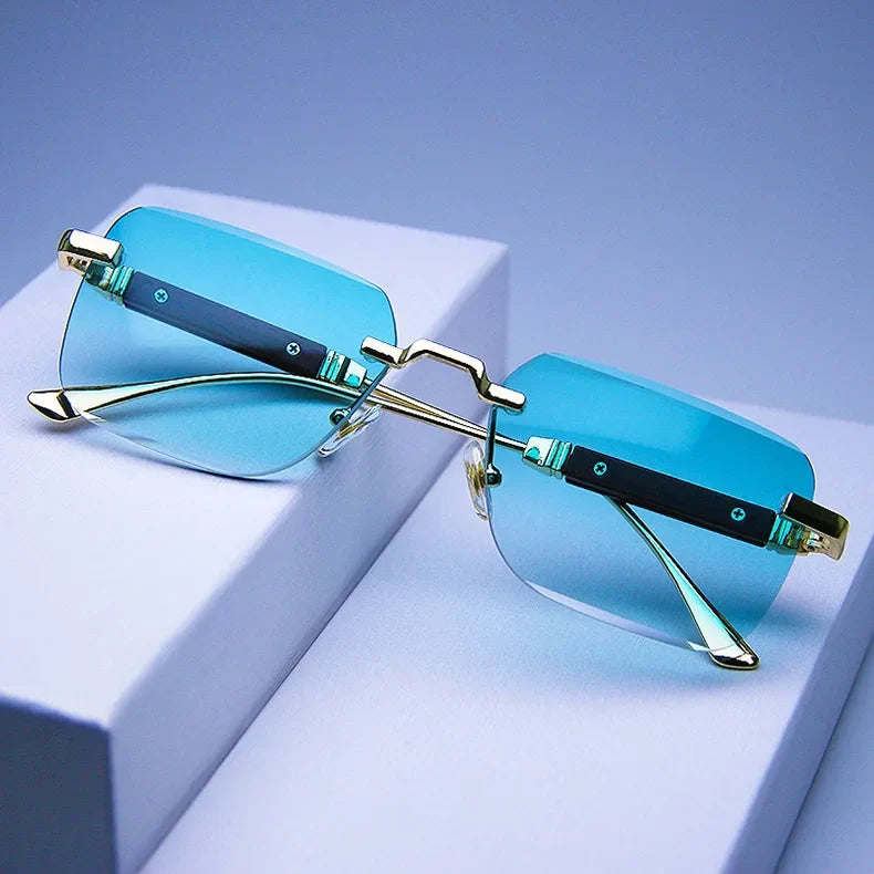 Fashion Rimless Sunglasses For Men Designer Square Sunglasses Women 2024 Trendy Retro Gafas De Sol Hombre Lunette Soleil Femme
