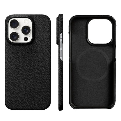 Natural Cowhide Leather for Magsafe Case for iPhone 16 15 Pro Max Promax 15Pro 16Pro Luxury Magnetic Phone Back Cover