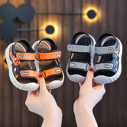 Children' Fashion Sport Sandals Geometric Patterns Breathable Wear-resistant Soft Shoes With Adjustable Velcro For Boys & Girls