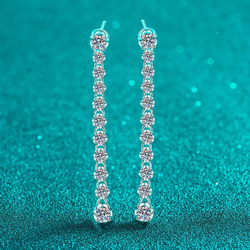 18k Plated 1.18cttw Moissanite Drop Earrings for Women Sparkling Full Diamond Long Tassels Jewelry S925 Sterling Silver