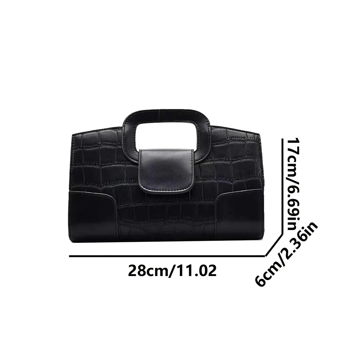 2025 New Crocodile Grain PU Leather Handbag for Women Vintage Large Capacity Evening Bag Simple Elegant Party Clutch Bag Shoulde