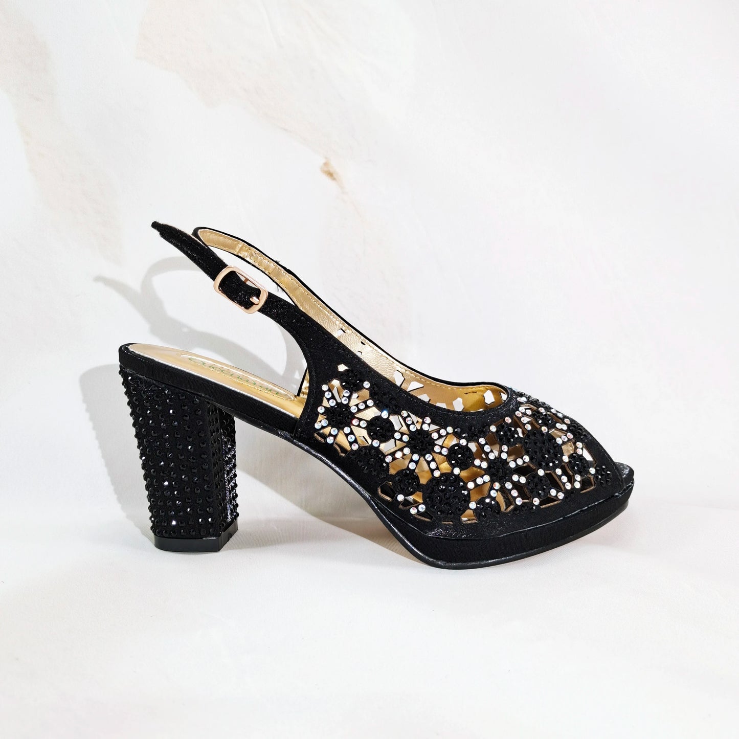 2025 New Rhinestone Design African-Inspired Shoe and Bag Set Olive Toe-Exposing Comfortable Women's High Heels Trending on INS