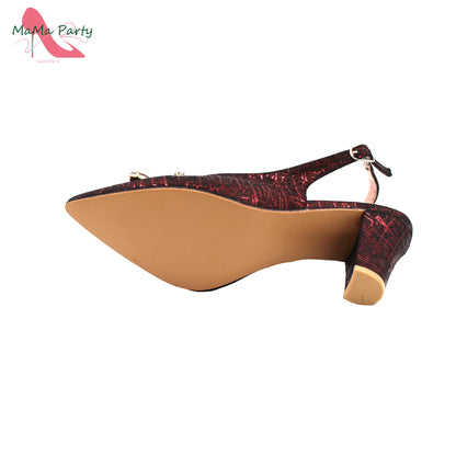 Nigerian Women Shoes and Bag Set in Gold Color High Quality New Arrivals Classics Style for Garden Party
