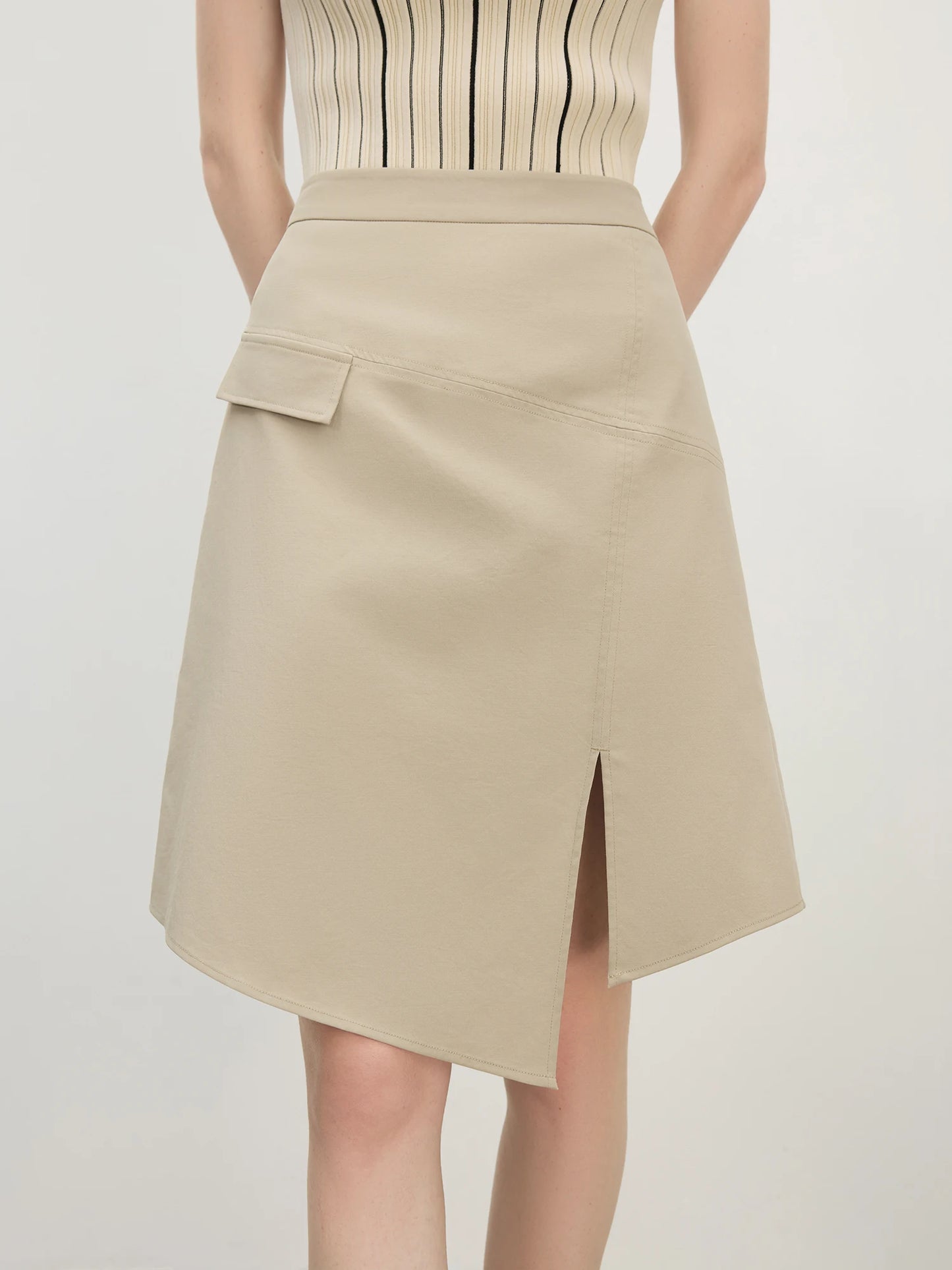 Women 2025 Summer New Style Design-Sensitive Asymmetric Workwear-Style Half Skirt for Commuting A-Line Mini Skirt 25FS12434