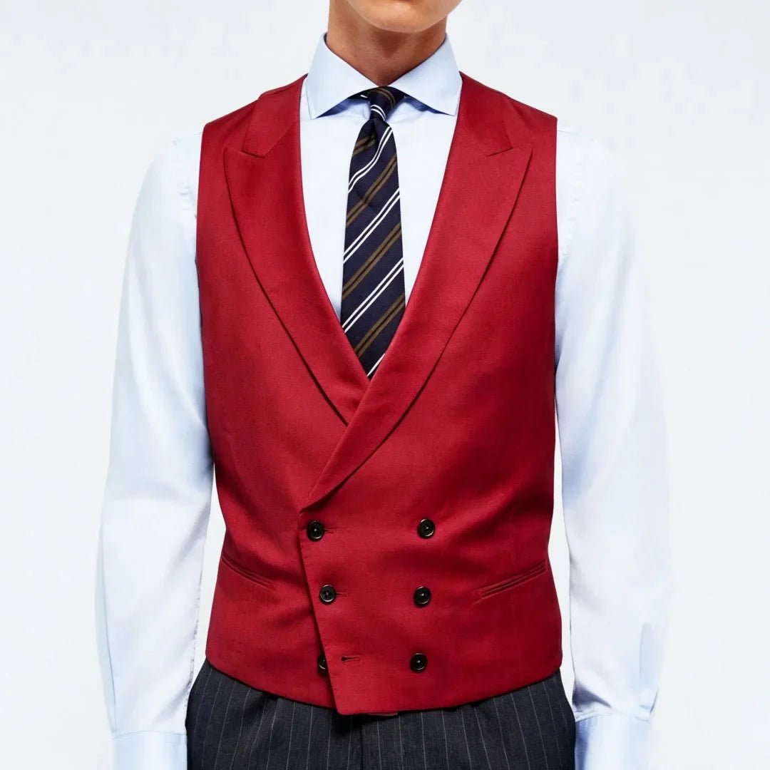 Men Vest Pink Double Breasted With Lapel Solid Waistcoat For Wedding Banquet Business Work Office Casual Daily Men Suit Vest