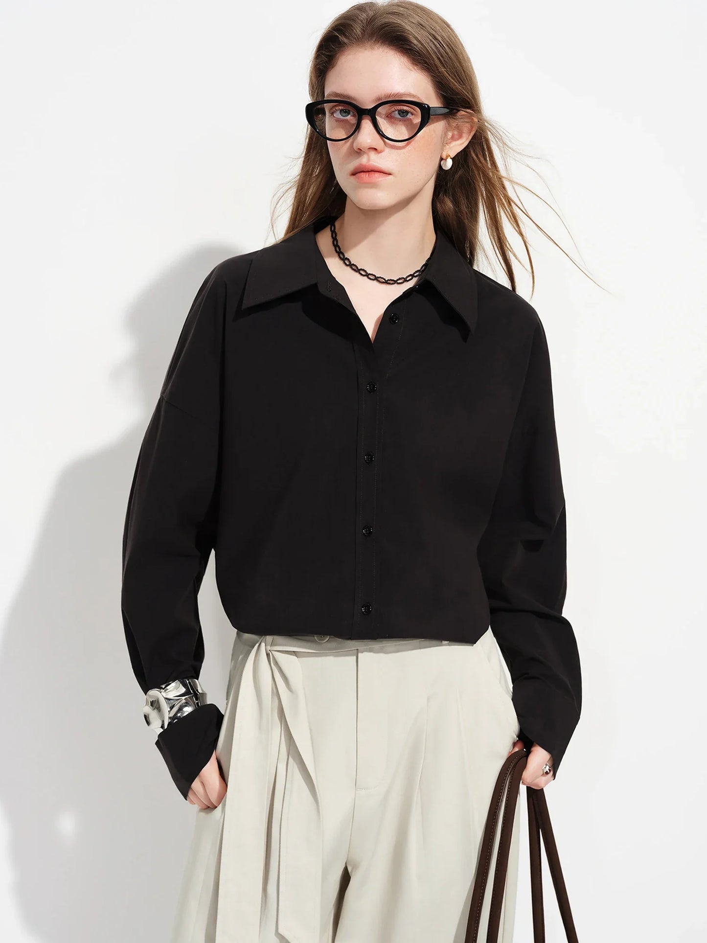 Vintage Print Long Sleeve Blouse for Women with Silk Scarf Collar Turned-Up Collar Commute Casual 2026 New Arrival Shirts