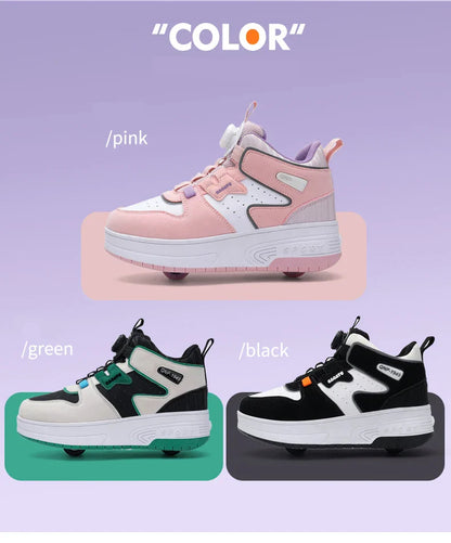 Children Junior Roller Skate Shoes Kids Sneakers with Two Boys Girls Wheels Shoes Running Adult Casual Boys Shoes size 31-42