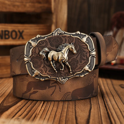 A PU Belt Suitable for Both Men and Women, Combining the Style of Western Denim and Retro, Is Perfect for Daily Casual Outings