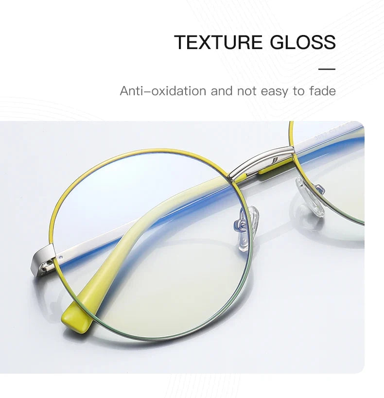Retro Round Myopia Prescription Glasses Hyperopia for Women Reading CR39 Anti Blue Light Optical Eyeglasses Frame PFD3082