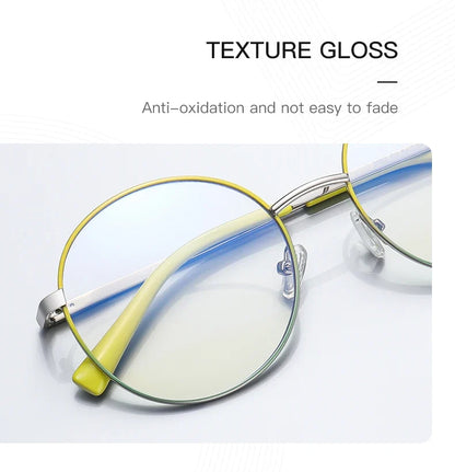 Retro Round Myopia Prescription Glasses Hyperopia for Women Reading CR39 Anti Blue Light Optical Eyeglasses Frame PFD3082