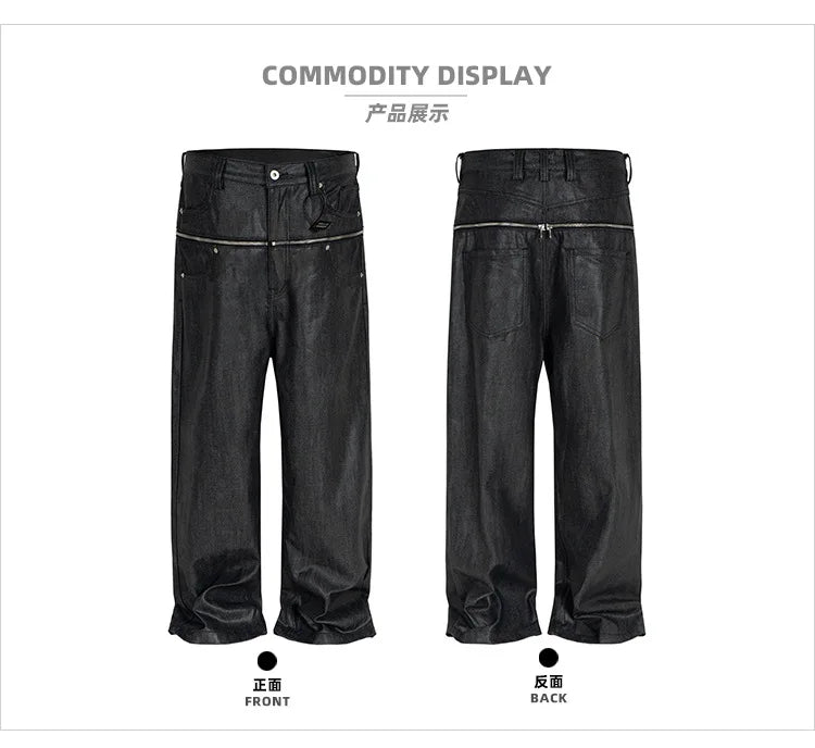 Unisex Brush Wax Zipper Original Cow Jeans Men's and Women's Denim Pants ZJ117