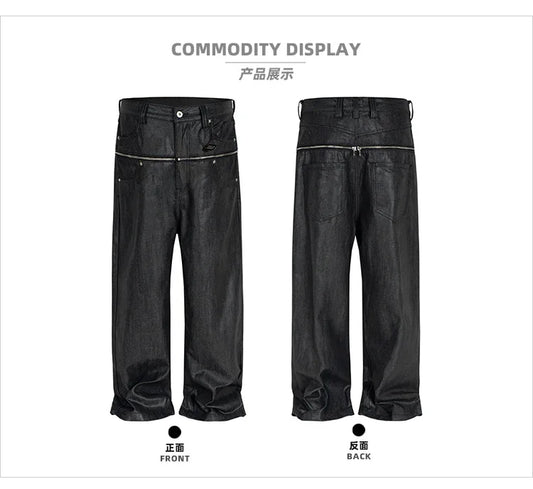 Unisex Brush Wax Zipper Original Cow Jeans Men's and Women's Denim Pants ZJ117