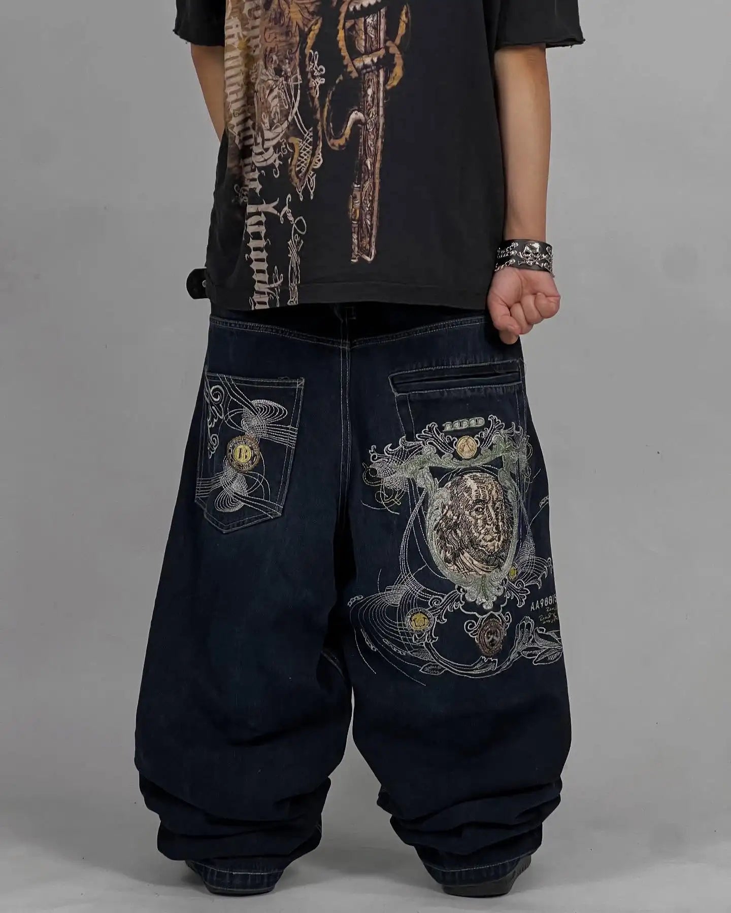 Y2K American Jeans Mens Oversized Retro Hip-Hop Wide-Leg Pants Harajuku Trend Rock Women Straight Pants