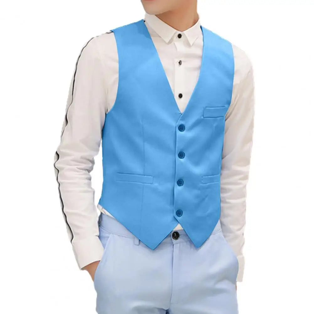 2025 Men Vest Single-breasted V Neck Formal Waistcoat Suit Vest Men Wedding Summer Beach One Piece Waistcoat V Neck Fashion Cost