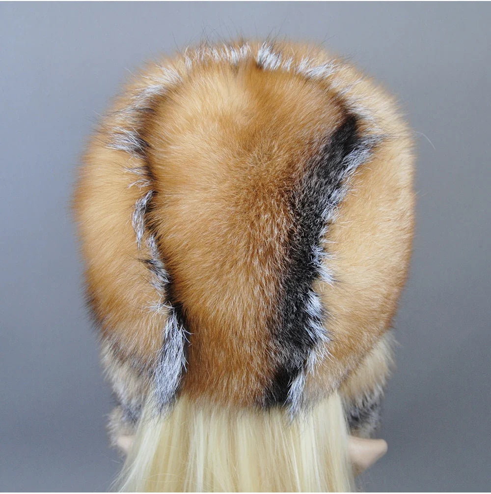 Hot Sale Lady Winter Warm Luxury 100% Natural Fox Fur Hat Fashion Fluffy Fox Fur Rex Rabbit Fur Caps Women Real Fur Bomber Hats