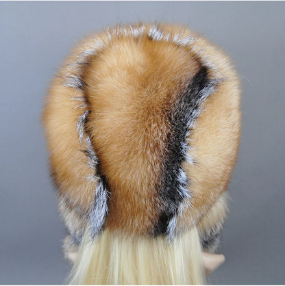 Hot Sale Lady Winter Warm Luxury 100% Natural Fox Fur Hat Fashion Fluffy Fox Fur Rex Rabbit Fur Caps Women Real Fur Bomber Hats