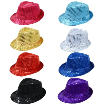 British Top Jazz Hat Bucket Hat Men Women Stage Performance Sequin Hat Shining Christmas Fedoras Party Parent  Hat Hollween