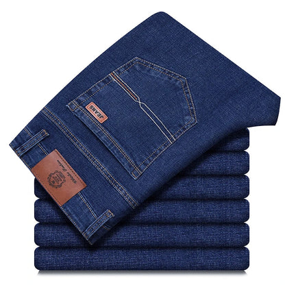2026 New Style Business Men's Jeans Casual Straight Stretch Fashion Classic Blue Black Work Pant Denim Trousers Male Clothing