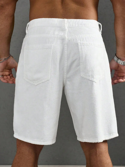 Men Summer Baggy Stretchy Denim Shorts Jeans For Men Streetwear Ripped Knee length Baggy Comfort Cargo Casual Shorts Pants Jean