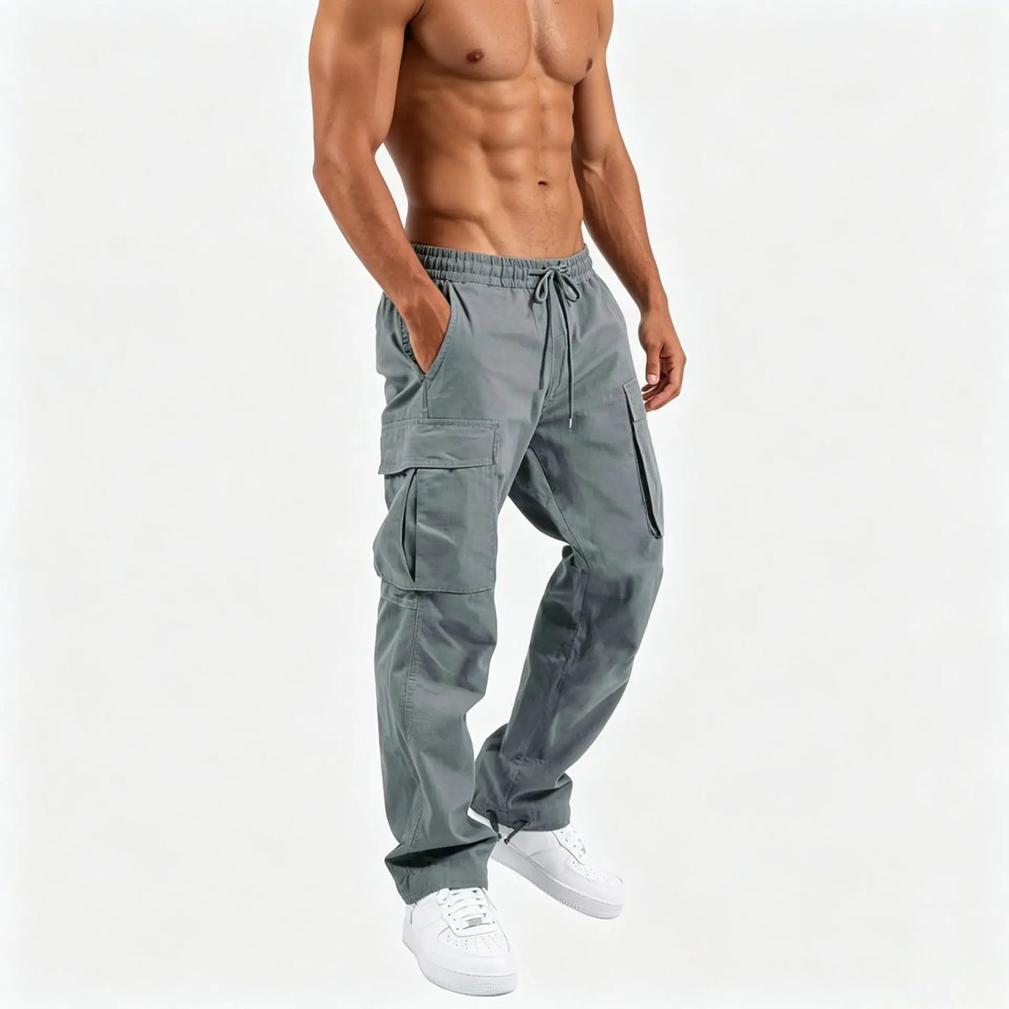 American Men Cargo Pants Casual Work Trousers Multi-pocket Workwear Straight Pants Spring Autumn Lightweight Fashion Streetwear