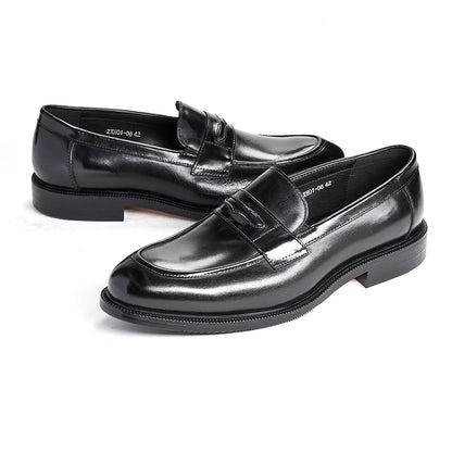 Men's Formal Leather Shoes British Style Oxford Loafers Round Toe Breathable Non-Slip Business Dress Wedding Office Casual Shoes