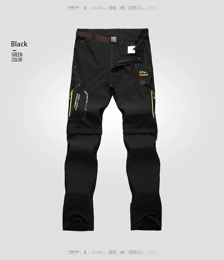Men's Camping Hiking Pants Trekking Stretch Summer Quick Dry UV-Proof Outdoor Travel Trousers Detachable into Shorts
