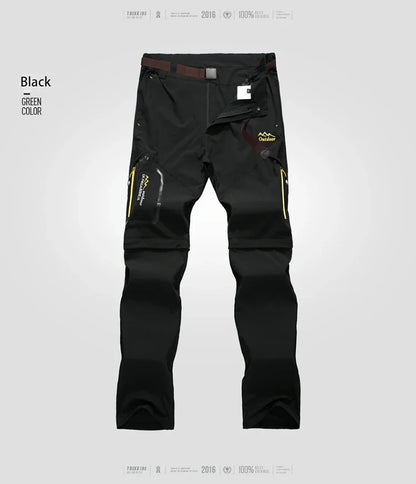 Men's Camping Hiking Pants Trekking Stretch Summer Quick Dry UV-Proof Outdoor Travel Trousers Detachable into Shorts