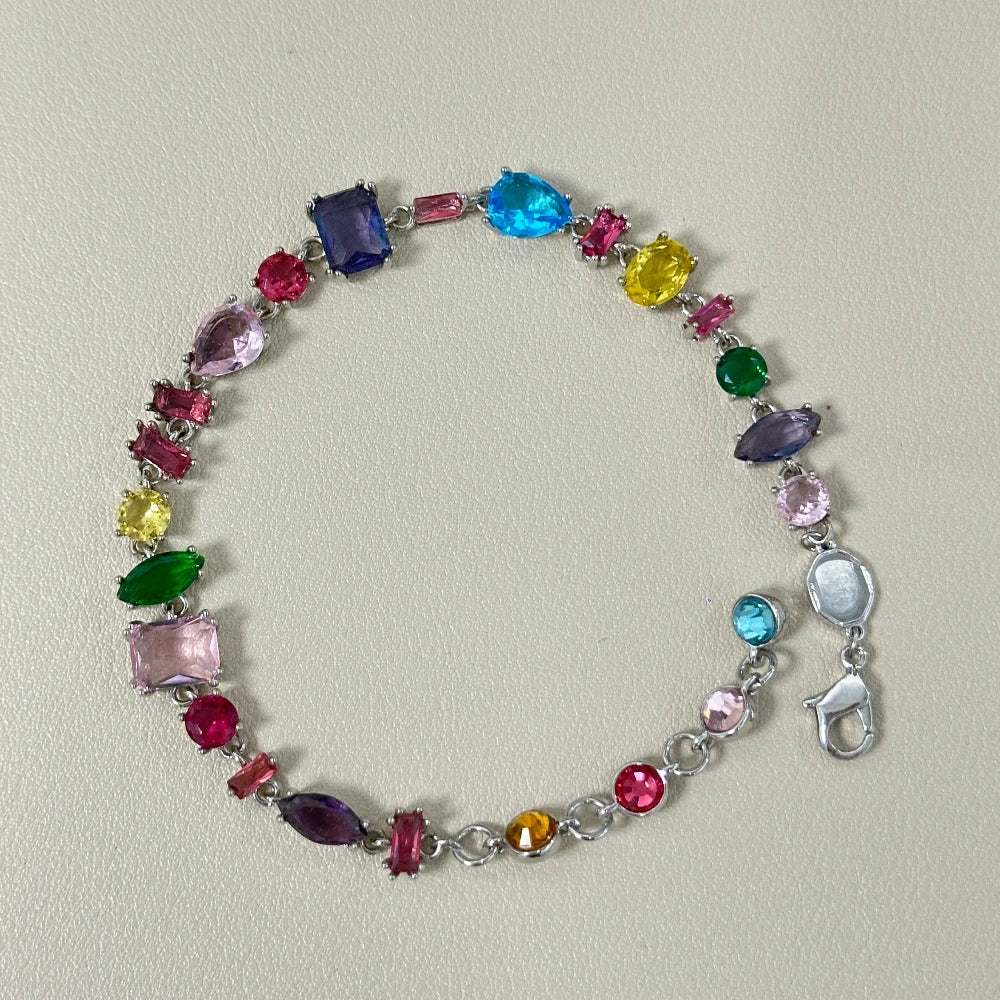 Candy Colorful Imitation Crystal Dopamine Unique Design Choker Necklace Bracelet Earrings, Jewelry for Women Bridal Gift