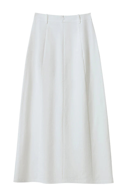 Minimalism 2025 New Long Skirts For Women Summer Vocation Black Pleated Elegant Office Lady Commuting Loose Skirt 12542102