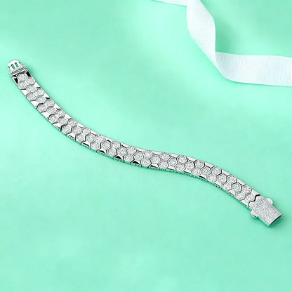 Full Moissanite Bracelet for Men Woman Lab Diamond with GRA Certified Unique Honeycomb Design S925 Sterling Silver Party Jewelry