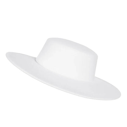 Elegant Women Men Flat Top Wide Brim Fedora Hat Autumn Winter Fedoras Boater Hat Church Panama Hats