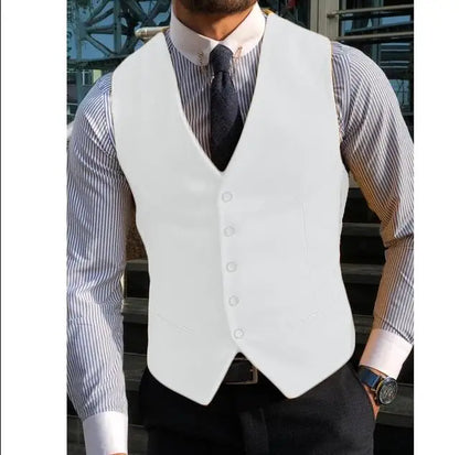 New Arrvial Men Vest Classic Cotton Blended Slim Fit Formal Suit Waistcoat  Vest Men Busoness